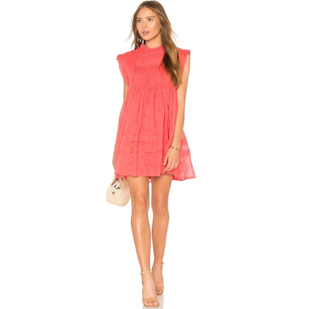 Free People Nobody Like You‎ Embroidered Coral Mini Dress